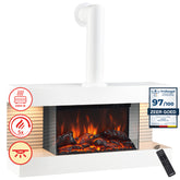 Elektrische haard LIZ met rookafvoerbuis - Elektrische wandhaard met verwarming, 3D-vlameffect, LED-sfeerverlichting, afstandsbediening - Wit